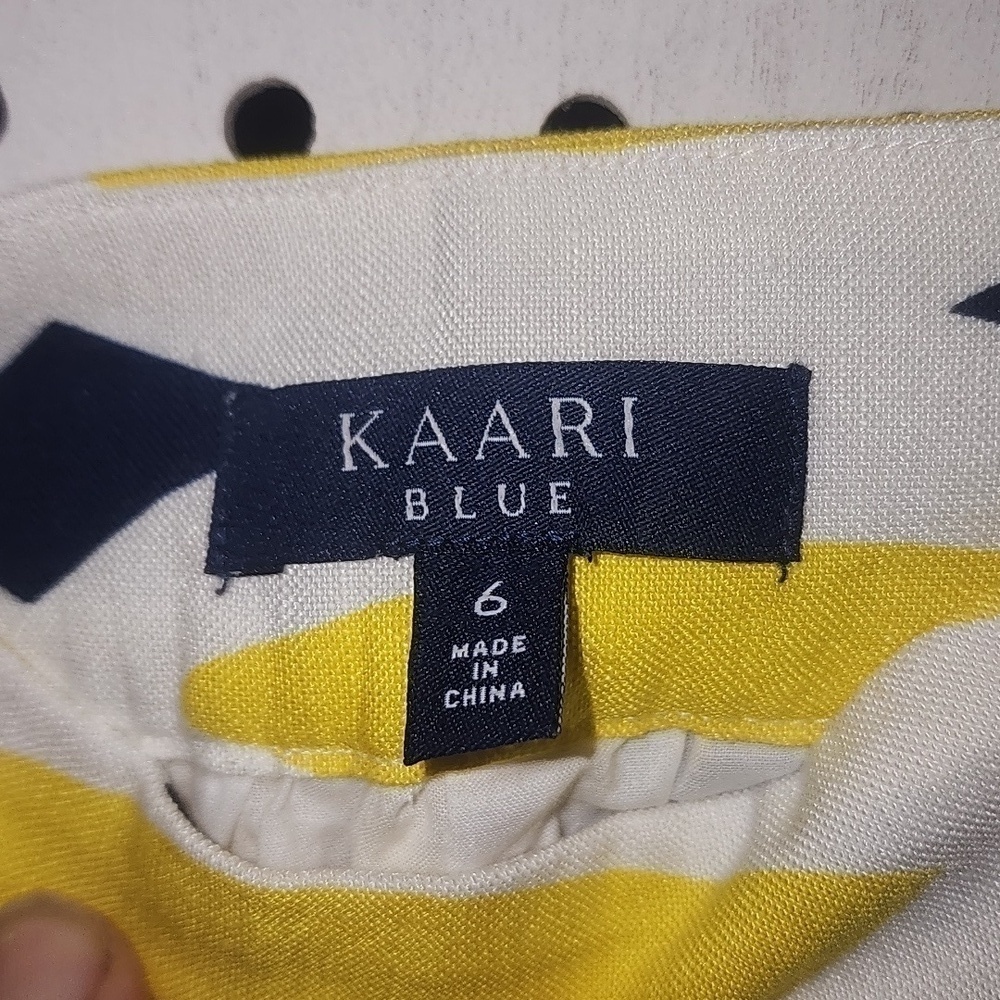 Kaari Blue Size 6 Linen Blend Yellow Blue New - Picture 5 of 6